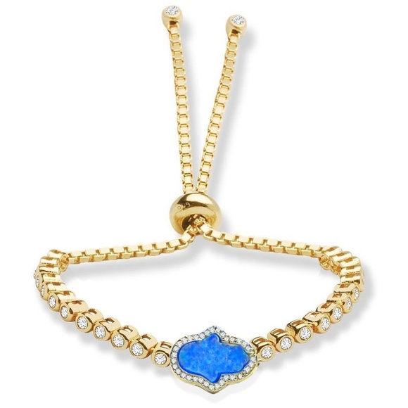 Sterling Silver Gold-tone CZ Adjustable Bracelet - Picture 1 of 4